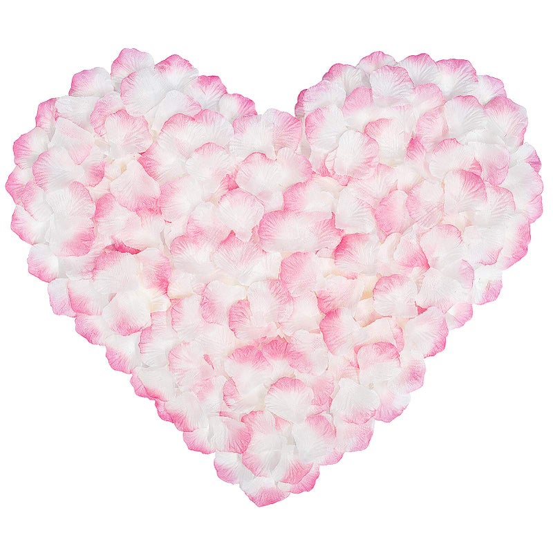 BESKIT Artificial Silk Rose Petals for Romantic Night, Wedding, Party, Anniversary Flower Decorations (Pink&White, 3000 PCS) - Image 1